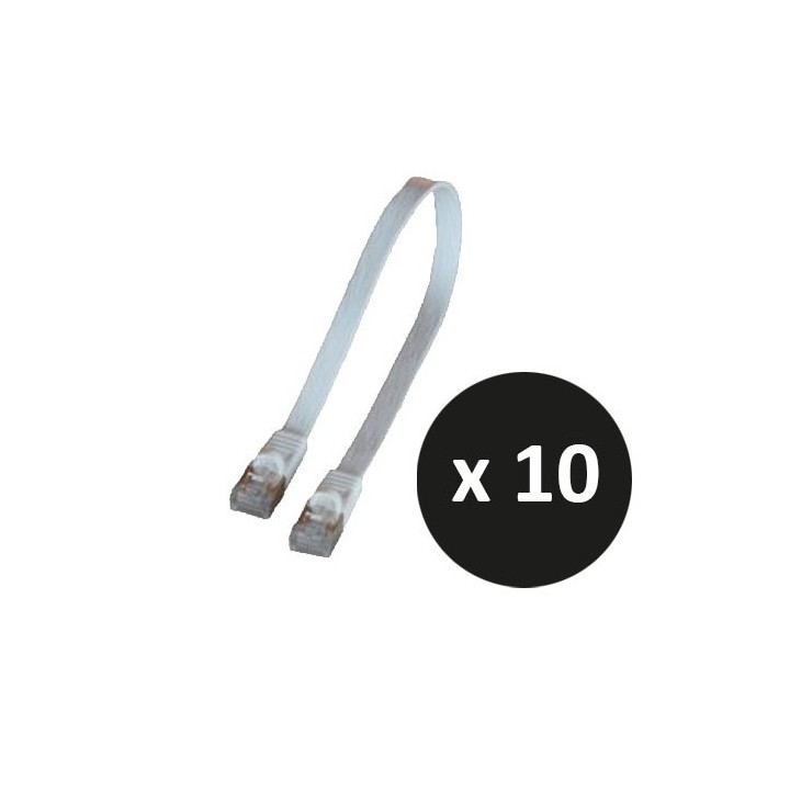 Omelcom - Cordons plats cat 6 ftp blanc 20 cm  - lot de 10 - Réf : GO308