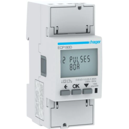 Hager - Compteur monophasé direct 80A 2M S0 MID - Réf : ECP180D