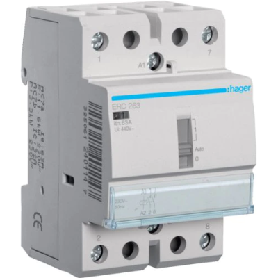 Hager - Contacteur à commande manuelle 63A - 2F - 230V - Réf : ERC263