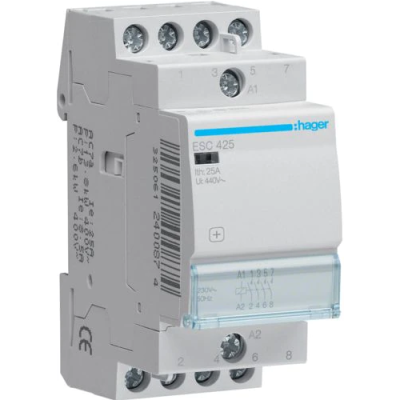 Hager - Contacteur 25A, 4F, 230V - Réf : ESC425