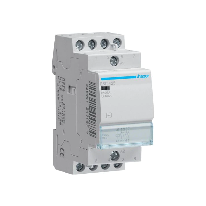 Hager - Contacteur 25A, 4F, 230V - Réf : ESC425