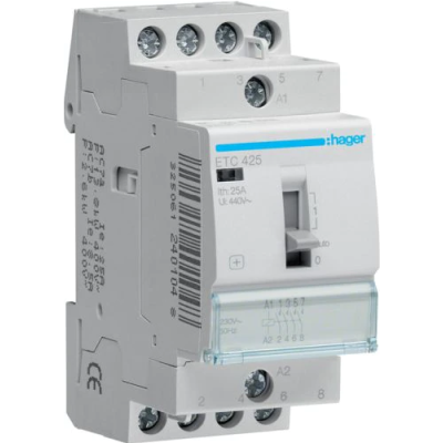 Hager - Contacteur Jour-Nuit 25A, 4F, 230V - Réf : ETC425