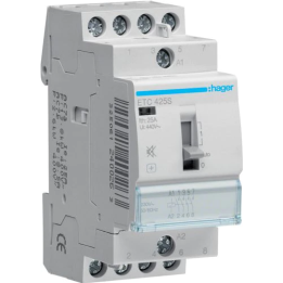 Hager - Contacteur Silencieux Jour-Nuit 25A, 4F, 230V - Réf : ETC425S