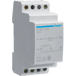 Hager - Transformateur de sonnerie 8VA 230V-8 à 12V - Réf : ST303