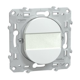 Schneider - Ovalis - poussoir à fermeture avec porte-étiquette - 10AX - Blanc - Réf : S320266