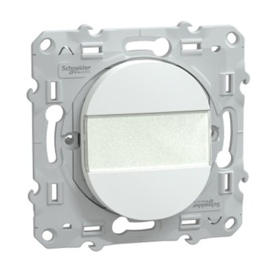 Schneider - Ovalis - poussoir à fermeture avec porte-étiquette - 10AX - Blanc - Réf : S320266
