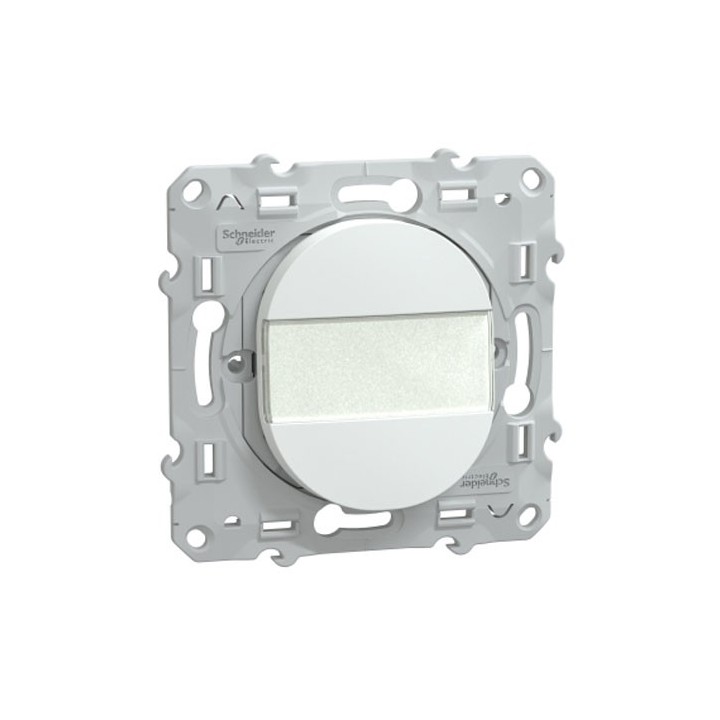 Schneider - Ovalis - poussoir à fermeture avec porte-étiquette - 10AX - Blanc - Réf : S320266