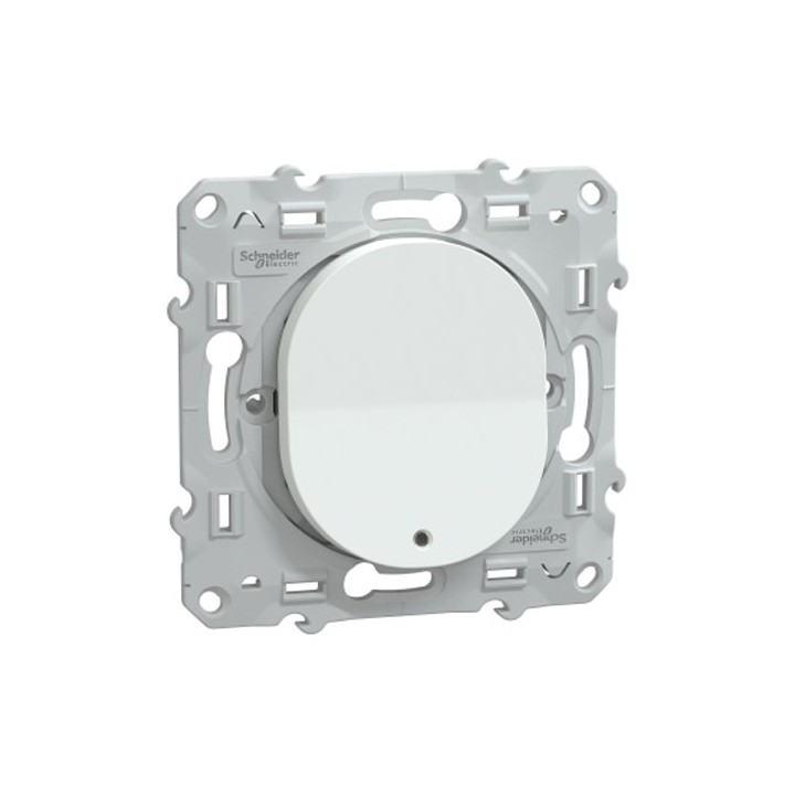 Schneider - Ovalis - poussoir à fermeture lumineux - 10AX - LED bleu 250V - Blanc - Réf : S320276