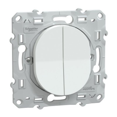 Schneider - Ovalis - combiné va et vient+poussoir - 10AX - Blanc - Réf : S320285