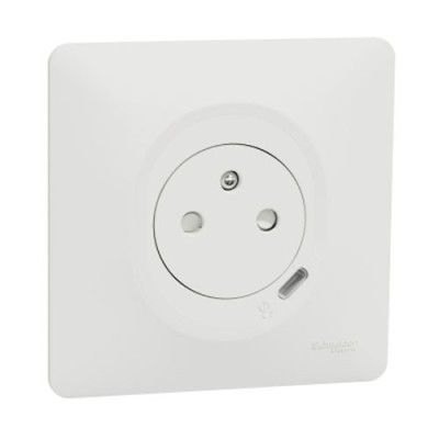 Schneider - Ovalis - combi 2P+T 16A affleurante+chargeur USB-C 10,5W - connex. auto - Blanc - Réf : S320089