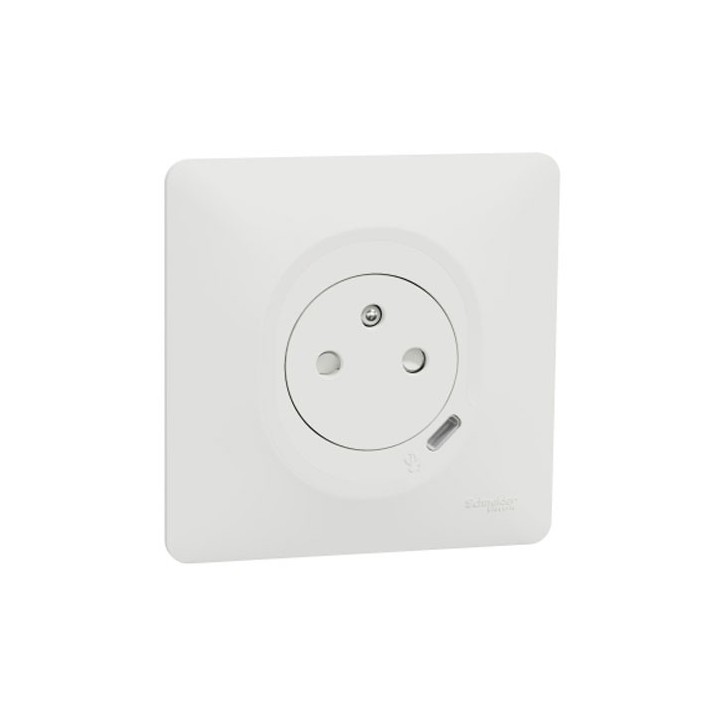 Schneider - Ovalis - combi 2P+T 16A affleurante+chargeur USB-C 10,5W - connex. auto - Blanc - Réf : S320089