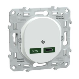 Schneider - Ovalis - Chargeur USB-C 65W - Forte puissance pour charge app. mobiles - Blanc - Réf : S320406