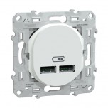 Schneider - Ovalis - double chargeur USB A+A 10,5W - Blanc - Réf : S320407