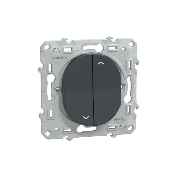 Schneider - Ovalis - interrupteur 2 boutons pour volet roulant- 6AX -Anthracite - Réf : S340208