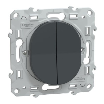 Schneider - Ovalis - double va et vient - 10AX - Anthracite - Réf : S340214