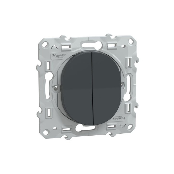 Schneider - Ovalis - double poussoir fermeture - 10AX - Anthracite - Réf : S340216