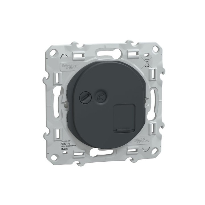 Schneider - Ovalis - prise RJ45 - cat.6 STP - réseaux VDI- grade 3 - Anthracite - Réf : S340476