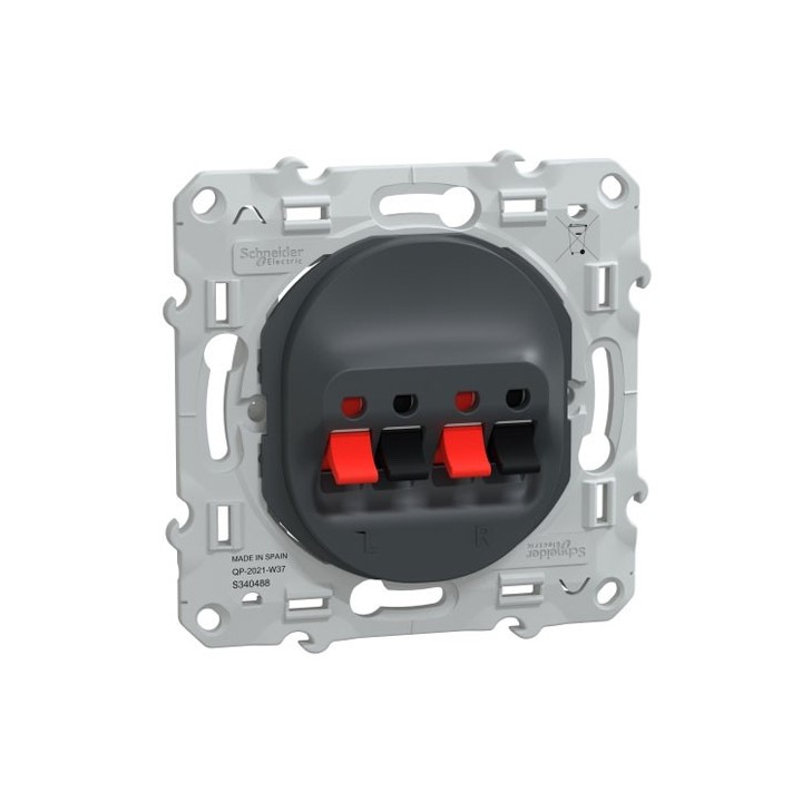 Schneider - Ovalis - Prise haut-parleur 2 sorties - Anthracite - Réf : S340488
