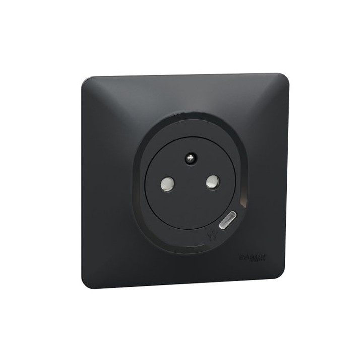Schneider - Ovalis - combi 2P+T 16A affleurante+chargeur USB-C 10,5W - connex. auto - Anth - Réf : S340089