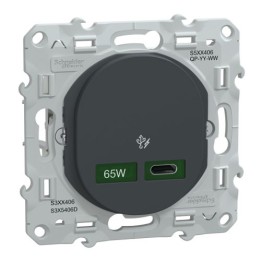 Schneider - Ovalis - Chargeur USB-C 65W - Forte puissance pour charge app. mobiles - Anth - Réf : S340406