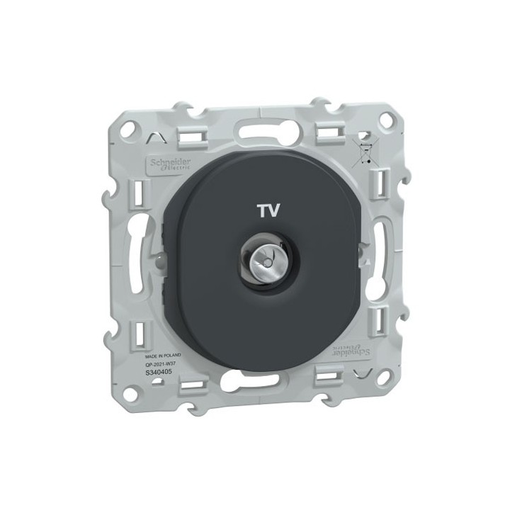 Schneider - Ovalis - prise TV simple - Anthracite - Réf : S340405