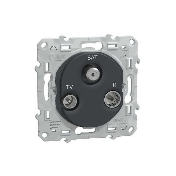Schneider - Ovalis - prise TV-R-SAT - Anthracite - Réf : S340461