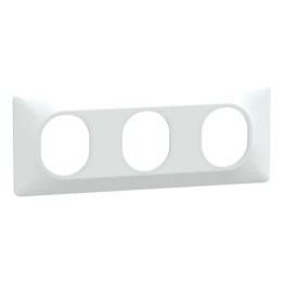 Schneider - Ovalis - Plaque de finition - 3 postes Horizontal - entraxe 71 mm - Blanc - Réf : S320706