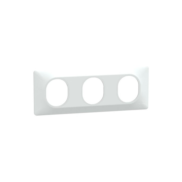 Schneider - Ovalis - Plaque de finition - 3 postes Horizontal - entraxe 71 mm - Blanc - Réf : S320706