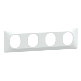Schneider - Ovalis - Plaque de finition - 4 postes Horizontal - entraxe 71 mm - Blanc - Réf : S320708