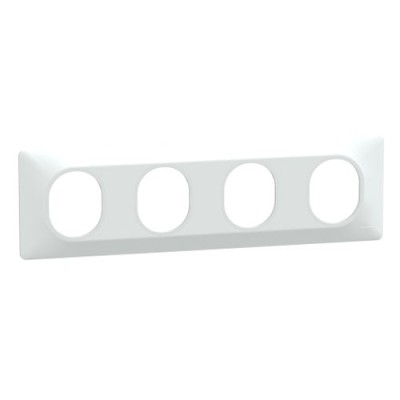 Schneider - Ovalis - Plaque de finition - 4 postes Horizontal - entraxe 71 mm - Blanc - Réf : S320708