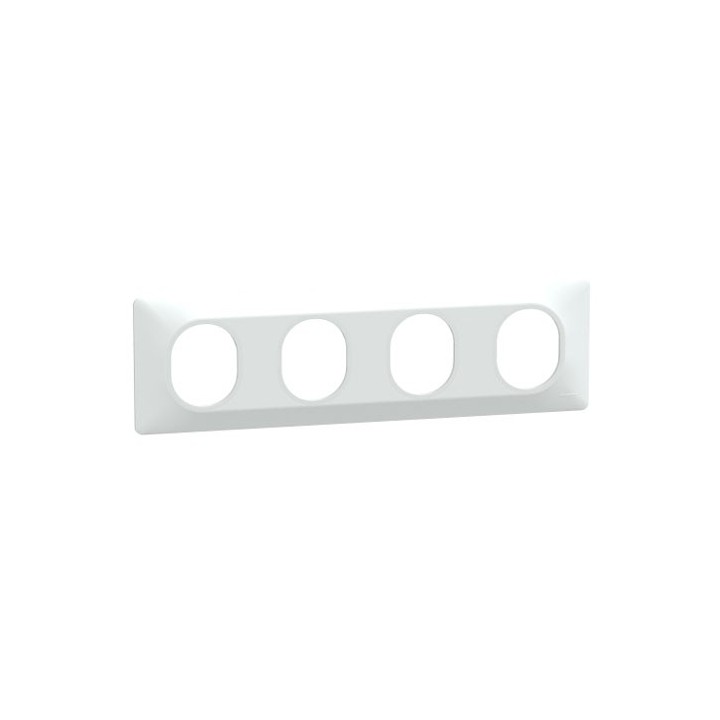 Schneider - Ovalis - Plaque de finition - 4 postes Horizontal - entraxe 71 mm - Blanc - Réf : S320708