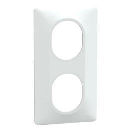 Schneider - Ovalis - Plaque de finition - 2 postes Vertical - entraxe 71 mm - Blanc - Réf : S320724