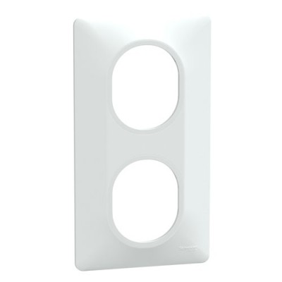 Schneider - Ovalis - Plaque de finition - 2 postes Vertical - entraxe 71 mm - Blanc - Réf : S320724