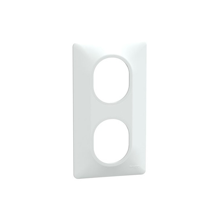Schneider - Ovalis - Plaque de finition - 2 postes Vertical - entraxe 71 mm - Blanc - Réf : S320724