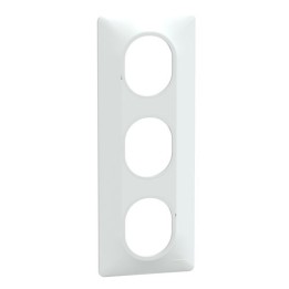 Schneider - Ovalis - Plaque de finition - 3 postes Vertical - entraxe 71 mm - Blanc - Réf : S320726