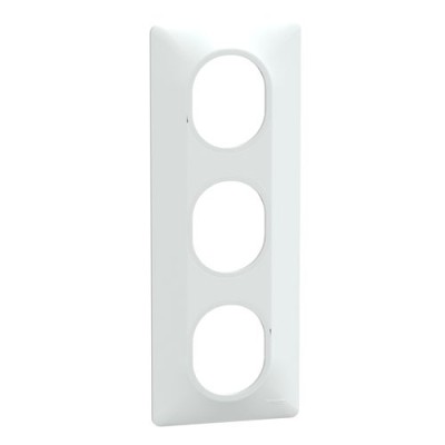 Schneider - Ovalis - Plaque de finition - 3 postes Vertical - entraxe 71 mm - Blanc - Réf : S320726