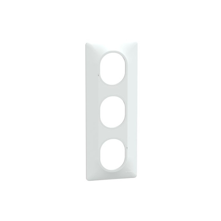 Schneider - Ovalis - Plaque de finition - 3 postes Vertical - entraxe 71 mm - Blanc - Réf : S320726