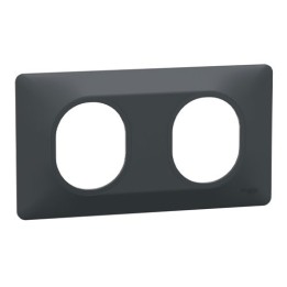 Schneider - Ovalis - Plaque de finition - 2 postes Horizontal - entraxe 71 mm - Anthracite - Réf : S340704