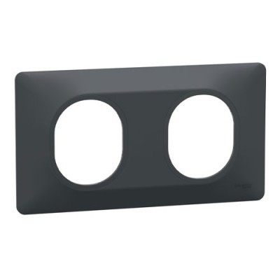 Schneider - Ovalis - Plaque de finition - 2 postes Horizontal - entraxe 71 mm - Anthracite - Réf : S340704
