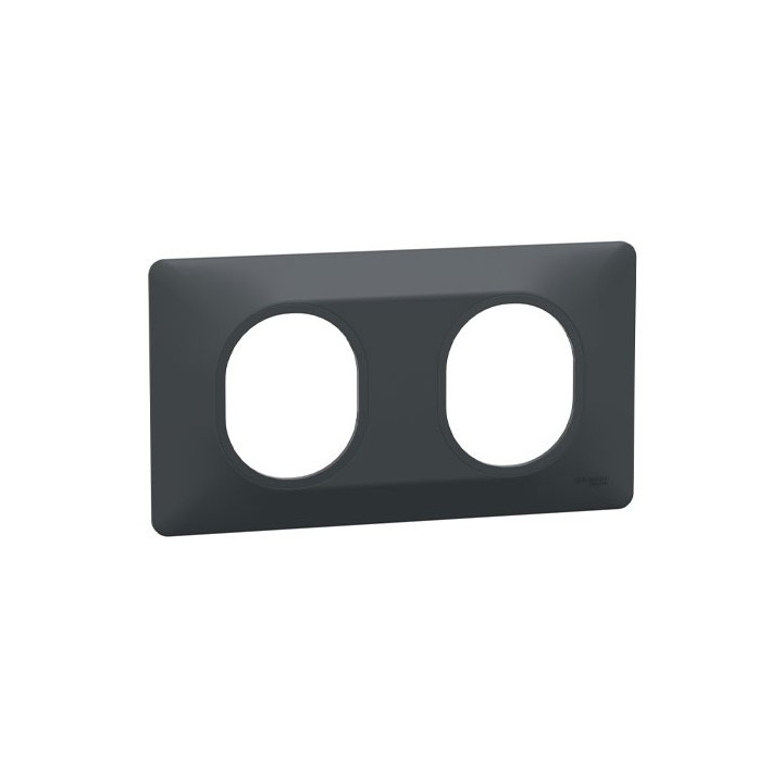 Schneider - Ovalis - Plaque de finition - 2 postes Horizontal - entraxe 71 mm - Anthracite - Réf : S340704