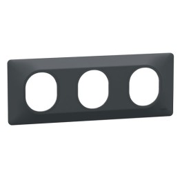 Schneider - Ovalis - Plaque de finition - 3 postes Horizontal - entraxe 71 mm - Anthracite - Réf : S340706