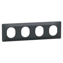 Schneider - Ovalis - Plaque de finition - 4 postes Horizontal - entraxe 71 mm - Anthracite - Réf : S340708