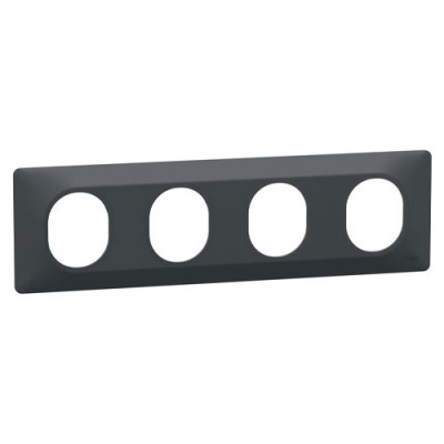 Schneider - Ovalis - Plaque de finition - 4 postes Horizontal - entraxe 71 mm - Anthracite - Réf : S340708