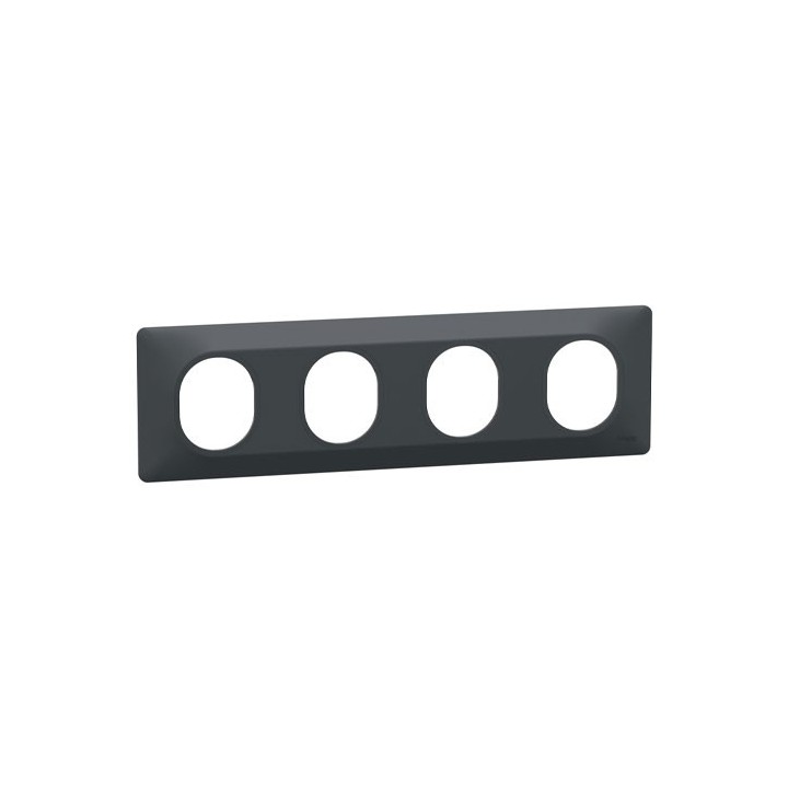 Schneider - Ovalis - Plaque de finition - 4 postes Horizontal - entraxe 71 mm - Anthracite - Réf : S340708