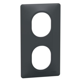 Schneider - Ovalis - Plaque de finition - 2 postes Vertical - entraxe 71 mm - Anthracite - Réf : S340724