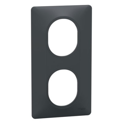 Schneider - Ovalis - Plaque de finition - 2 postes Vertical - entraxe 71 mm - Anthracite - Réf : S340724