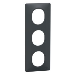 Schneider - Ovalis - Plaque de finition - 3 postes Vertical - entraxe 71 mm - Anthracite - Réf : S340726