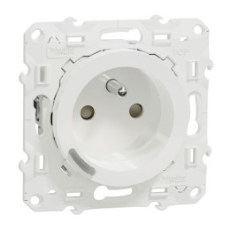 Schneider - Wiser Odace - Prise 2P+T connectée - 16A  - zigbee - Blanc - Réf : S520559