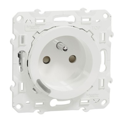 Schneider - Wiser Odace - Prise 2P+T connectée - 16A  - zigbee - Blanc - Réf : S520559