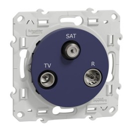 Schneider - Odace - prise TV/FM/SAT - 1 entrée -  cobalt - Réf : S550461